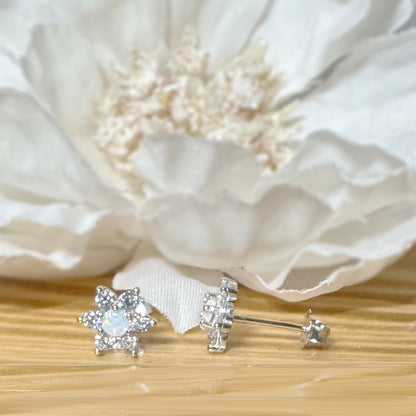 ✨ 925 Silver Opal Flower Stud Earrings