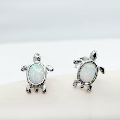 ✨ 925 Silver Opal Turtle Stud Earrings