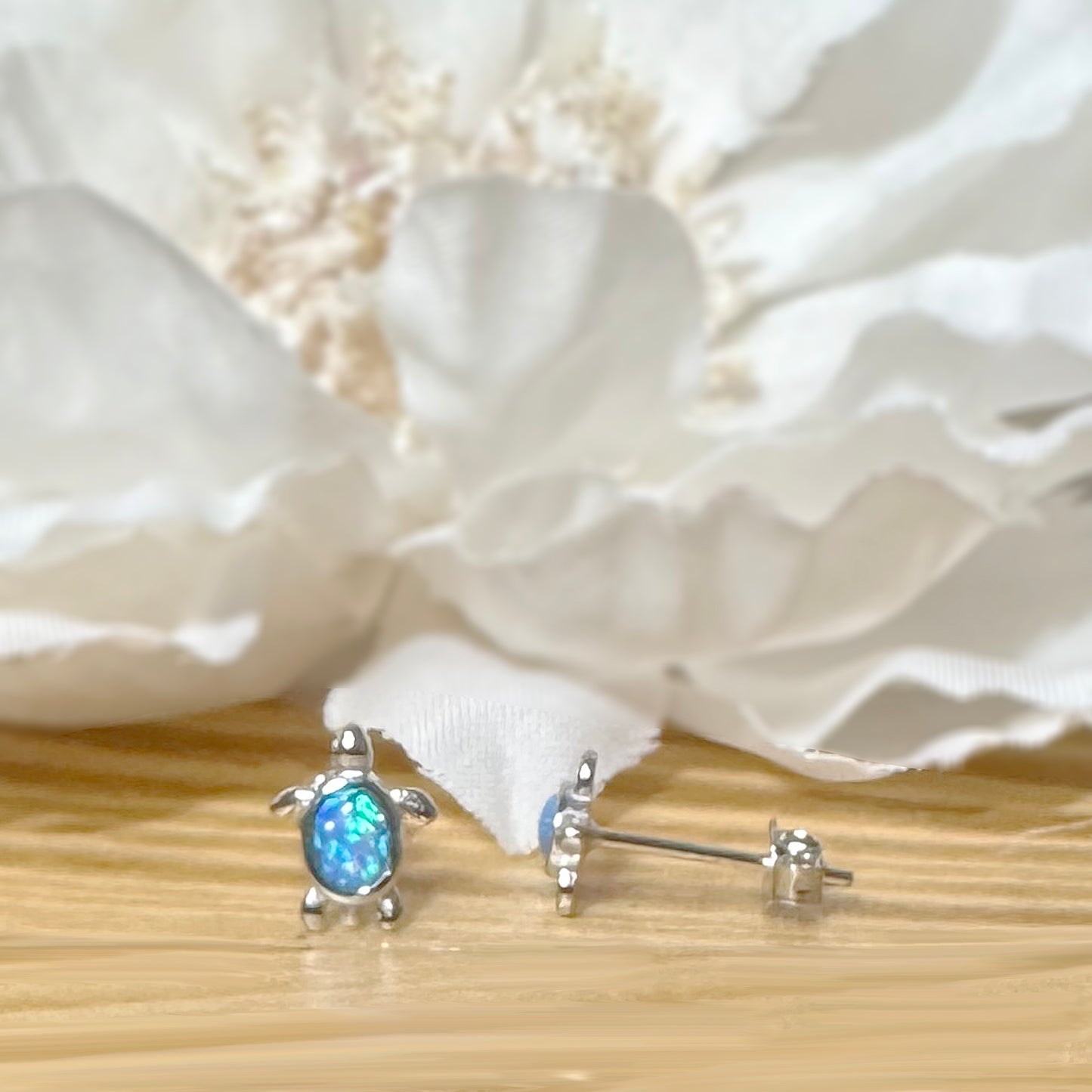 ✨ 925 Silver Opal Turtle Stud Earrings