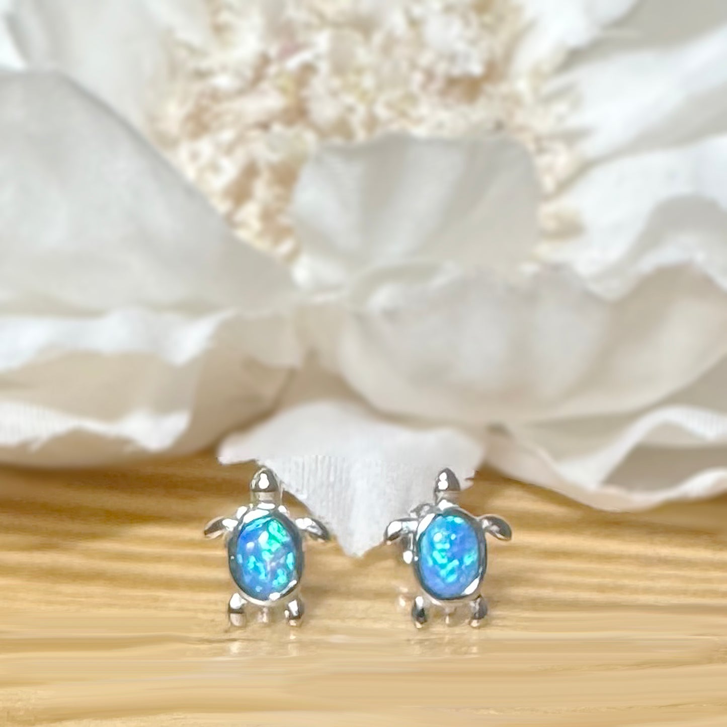 ✨ 925 Silver Opal Turtle Stud Earrings