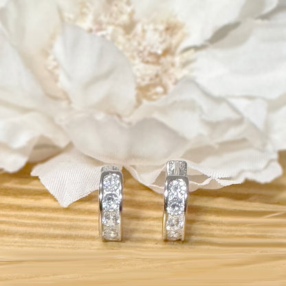 ✨ 925 Silver CZ Huggie Hoop Earrings