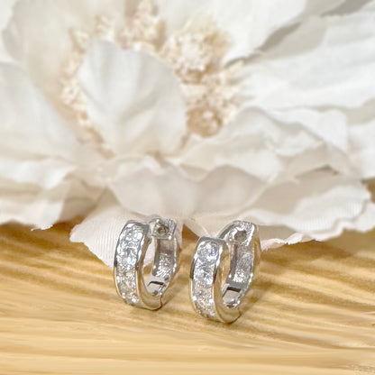 ✨ 925 Silver CZ Huggie Hoop Earrings