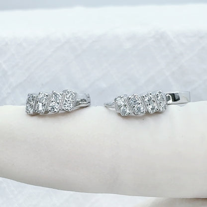 ✨ 925 Silver CZ Huggie Hoop Earrings