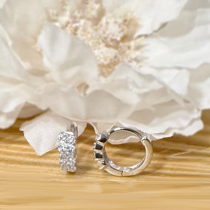 ✨ 925 Silver CZ Huggie Hoop Earrings