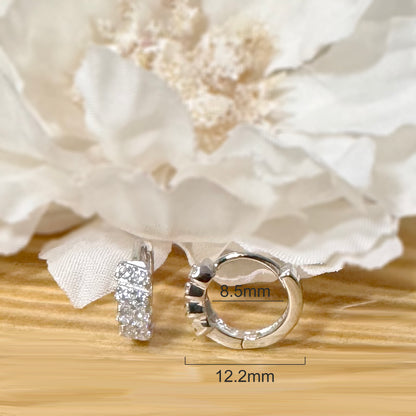 ✨ 925 Silver CZ Huggie Hoop Earrings