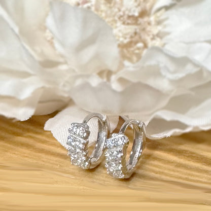 ✨ 925 Silver CZ Huggie Hoop Earrings