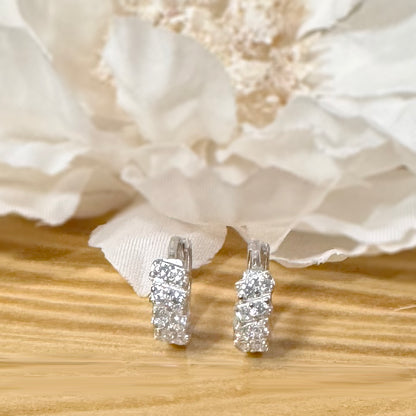 ✨ 925 Silver CZ Huggie Hoop Earrings
