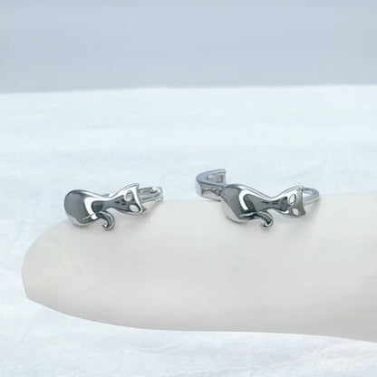 ✨ 925 Silver Cat Huggie Hoop Earrings