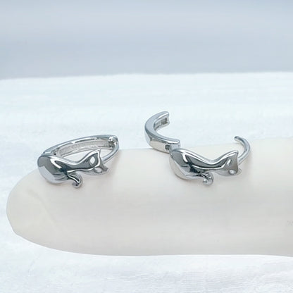✨ 925 Silver Cat Huggie Hoop Earrings