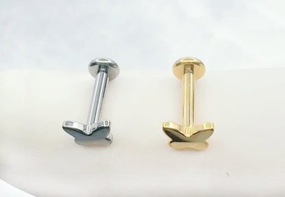 ✨ Titanium 16G Butterfly Top with Internally Threaded Labret Bar