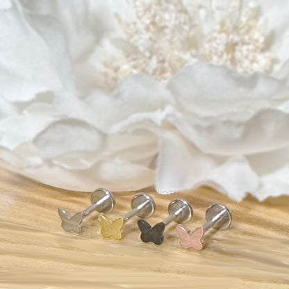 ✨ Titanium Threadless Push In Butterfly Top Labret Bar Stud
