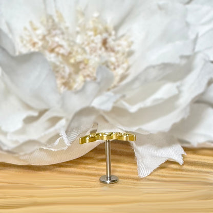 ✨ Titanium Threadless Push In Curved Chain Link Top Labret Bar Stud