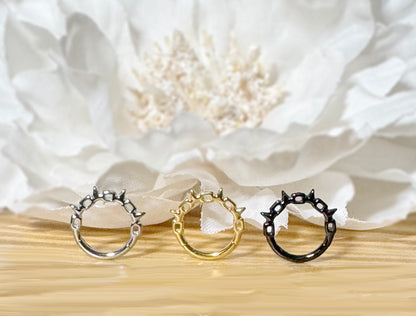 ✨ 316L Surgical Steel Chain Link with Spike Hinged Segment Hoop Clicker Ring 16G 8mm