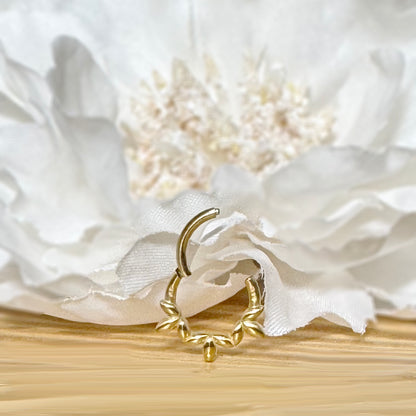 ✨ 316L Surgical Steel Leaf Vine Hinged Segment Hoop Clicker Ring 16G 8mm