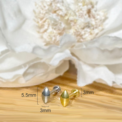 ✨ 16G Implant Grade Titanium Internally Threaded Marquise Top Labret Bar