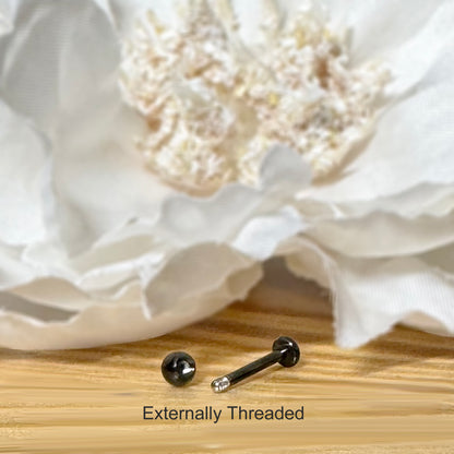 ✨ 316L Black PVD Surgical Steel Externally Threaded 3mm Ball Top