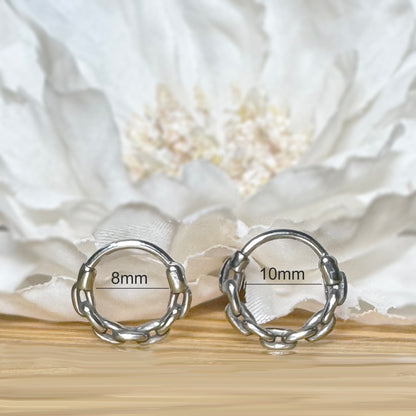 ✨ 16G 316L Surgical Steel Hinged Segment Hoop Ring with Chain Link Design
