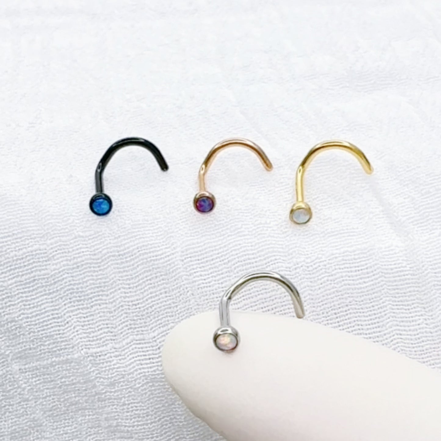Titanium Opal Ball Nose Screw 18G 20G