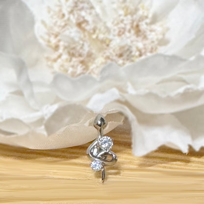 ✨ Titanium Threadless Push In Snake with CZ Top Labret Bar Stud