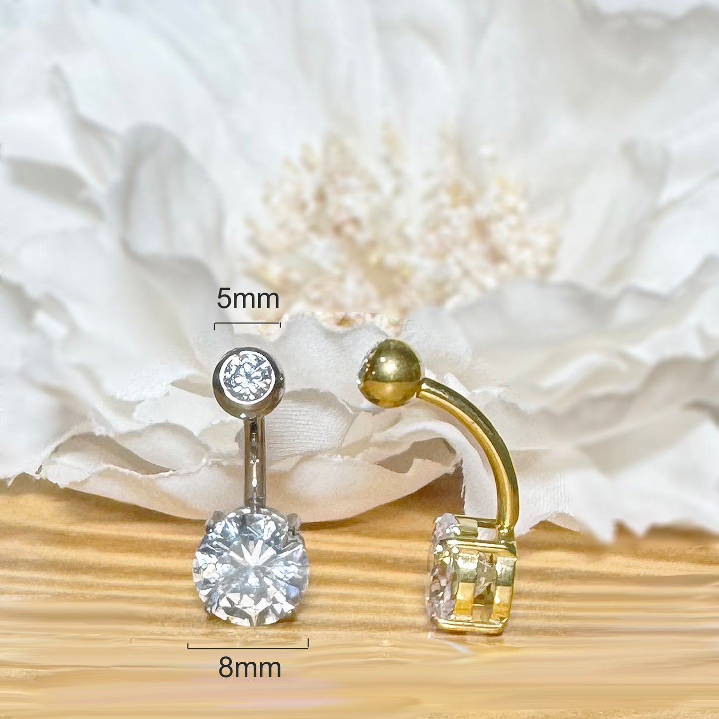 ✨ 14G 10mm Implant Grade Titanium Round CZ Belly Button Ring