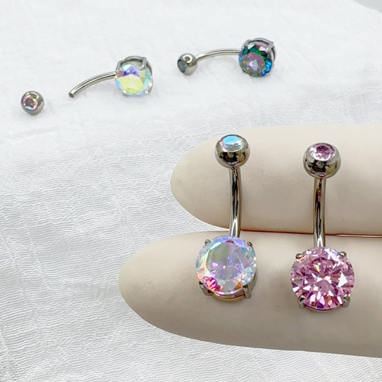 ✨ 14G 10mm Implant Grade Titanium Round CZ Belly Button Ring