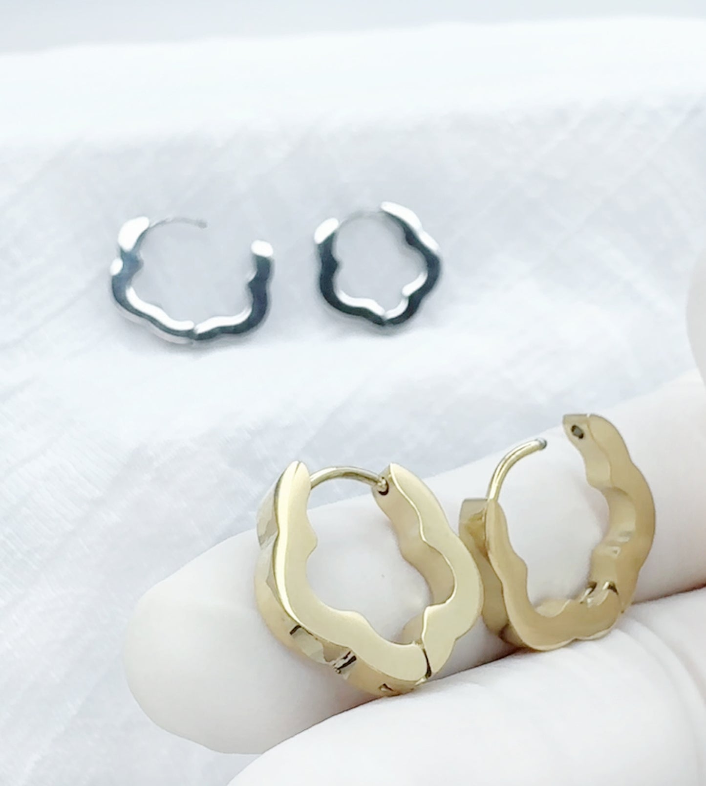 Flower Huggie Hoop Earrings