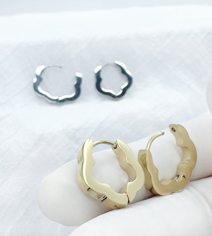 Flower Huggie Hoop Earrings