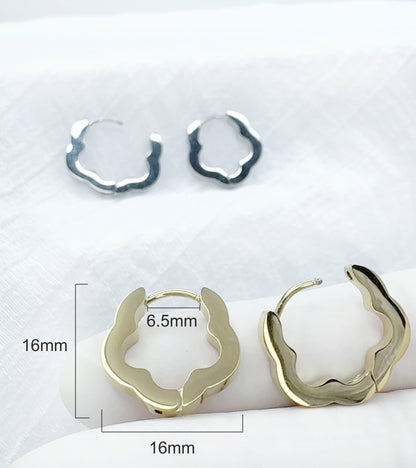 Flower Huggie Hoop Earrings