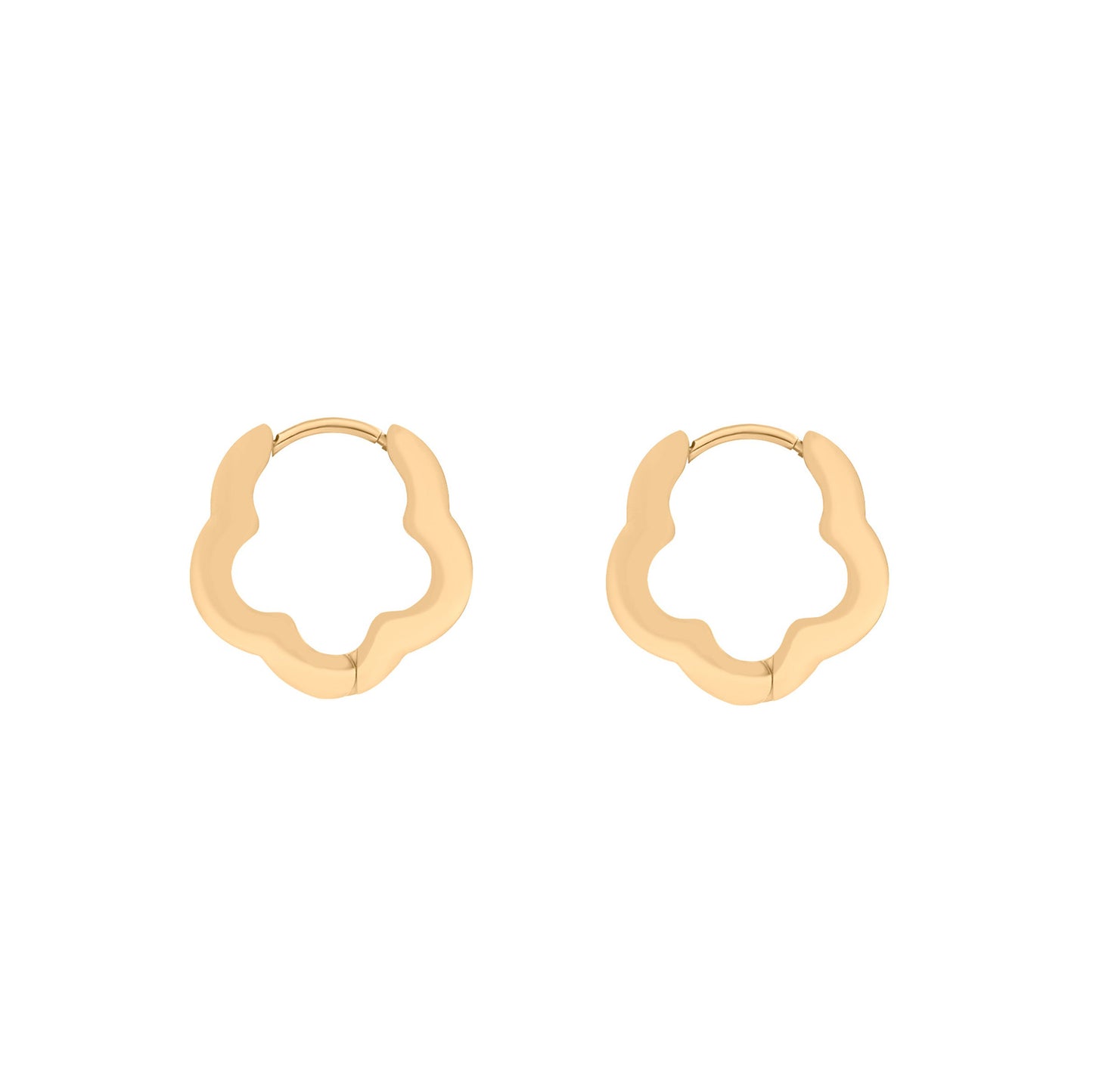 gold Flower huggie hoop earrings for lobe and cartilage piercings
