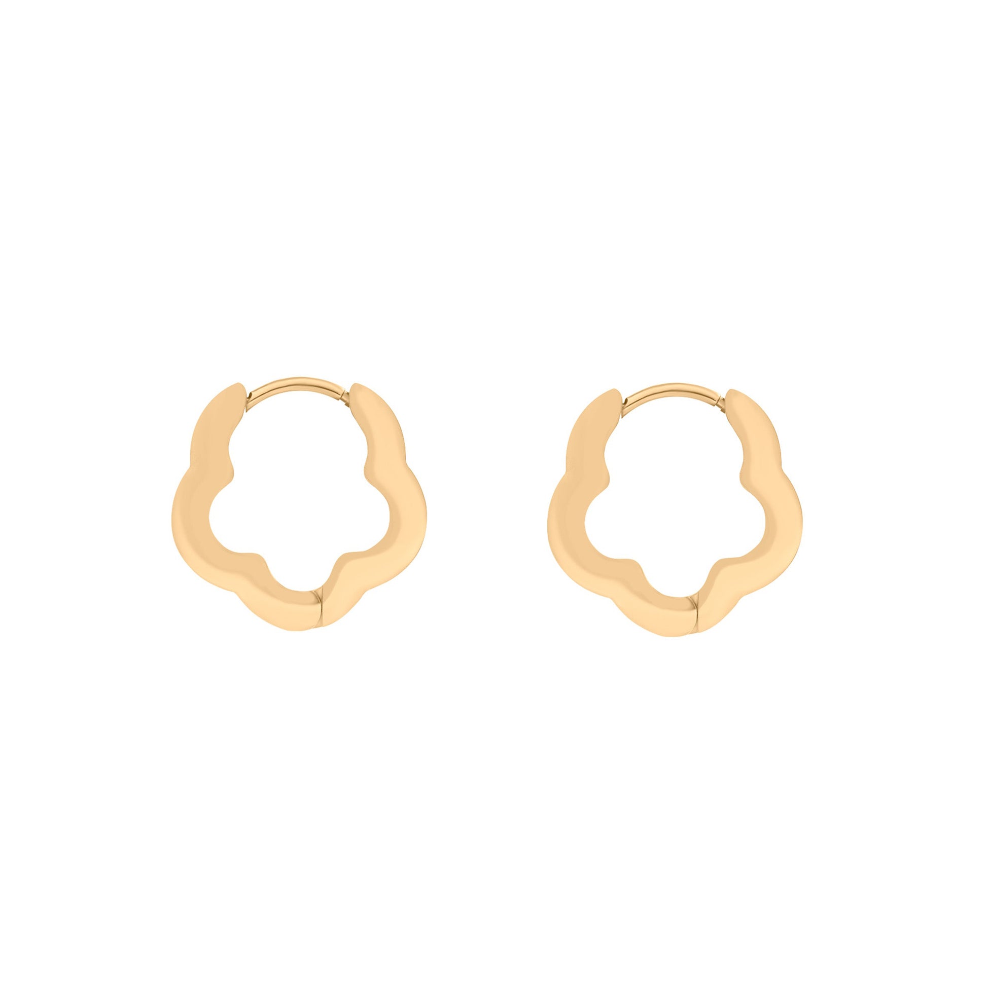 gold Flower huggie hoop earrings for lobe and cartilage piercings
