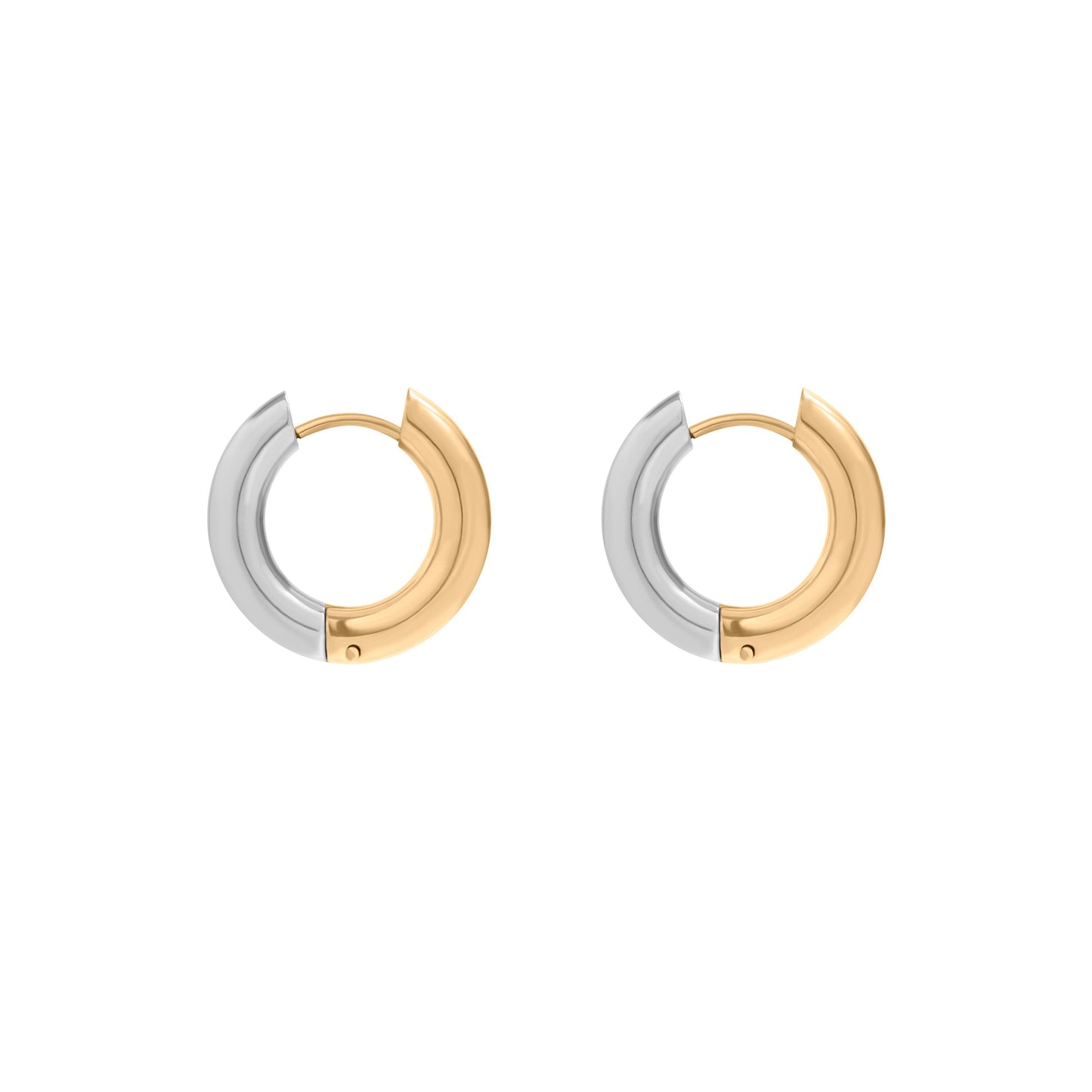 Mixed color silver and gold thick hoop earrings 4mm for piercings
