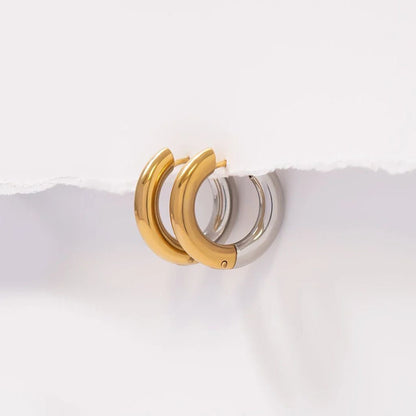 Mixed color silver and gold thick hoop earrings 4mm for piercings
