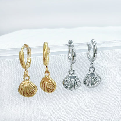 ✨ Shell Dangle Small Huggie Earrings