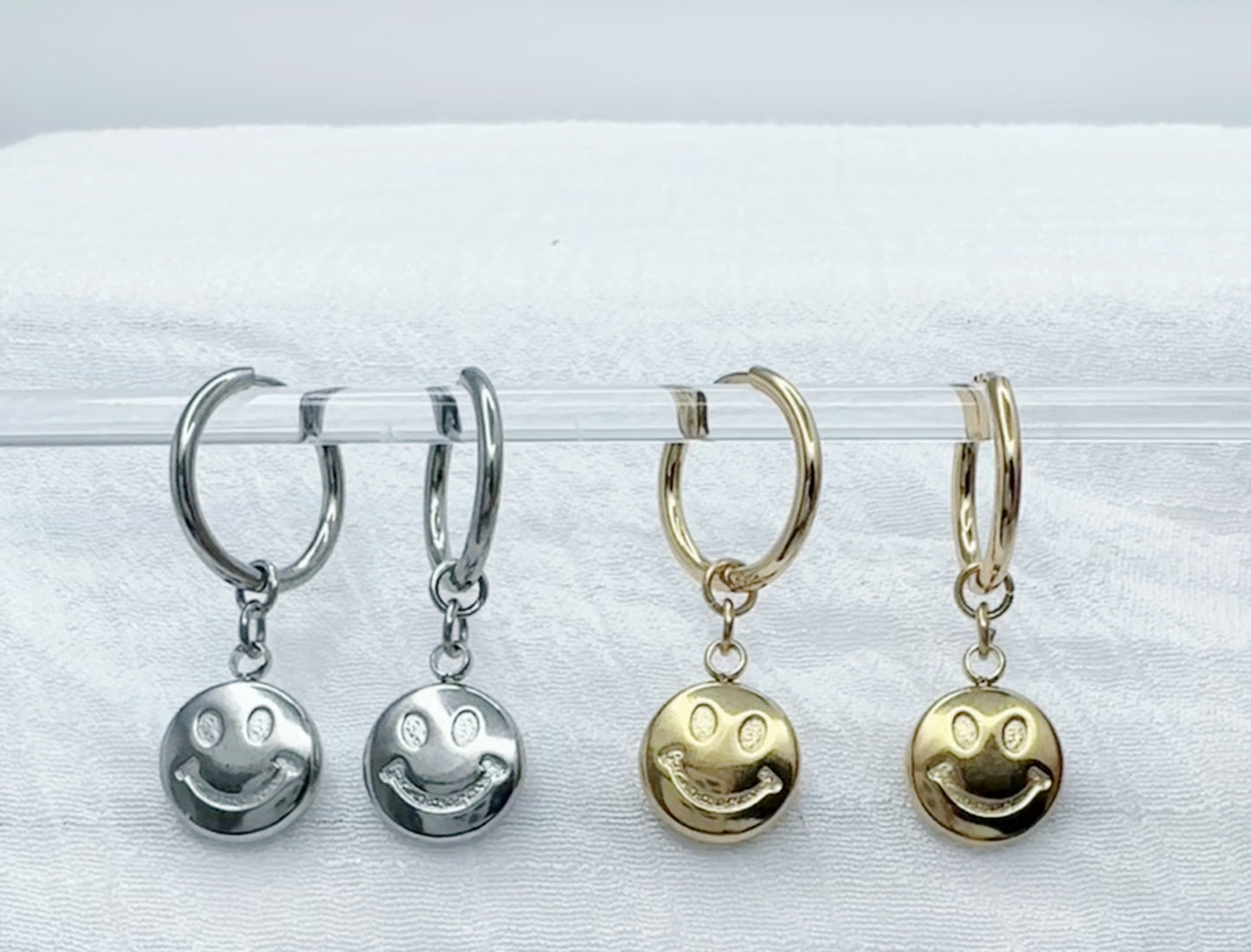 ✨ Smiley Dangle Huggie Hoop Earrings