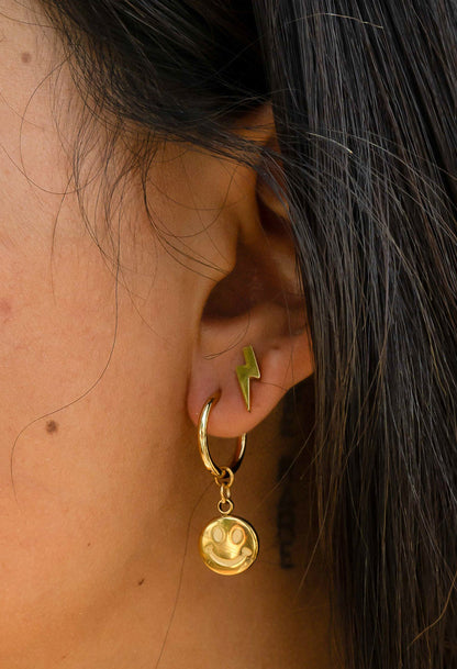 ✨ Smiley Dangle Huggie Hoop Earrings