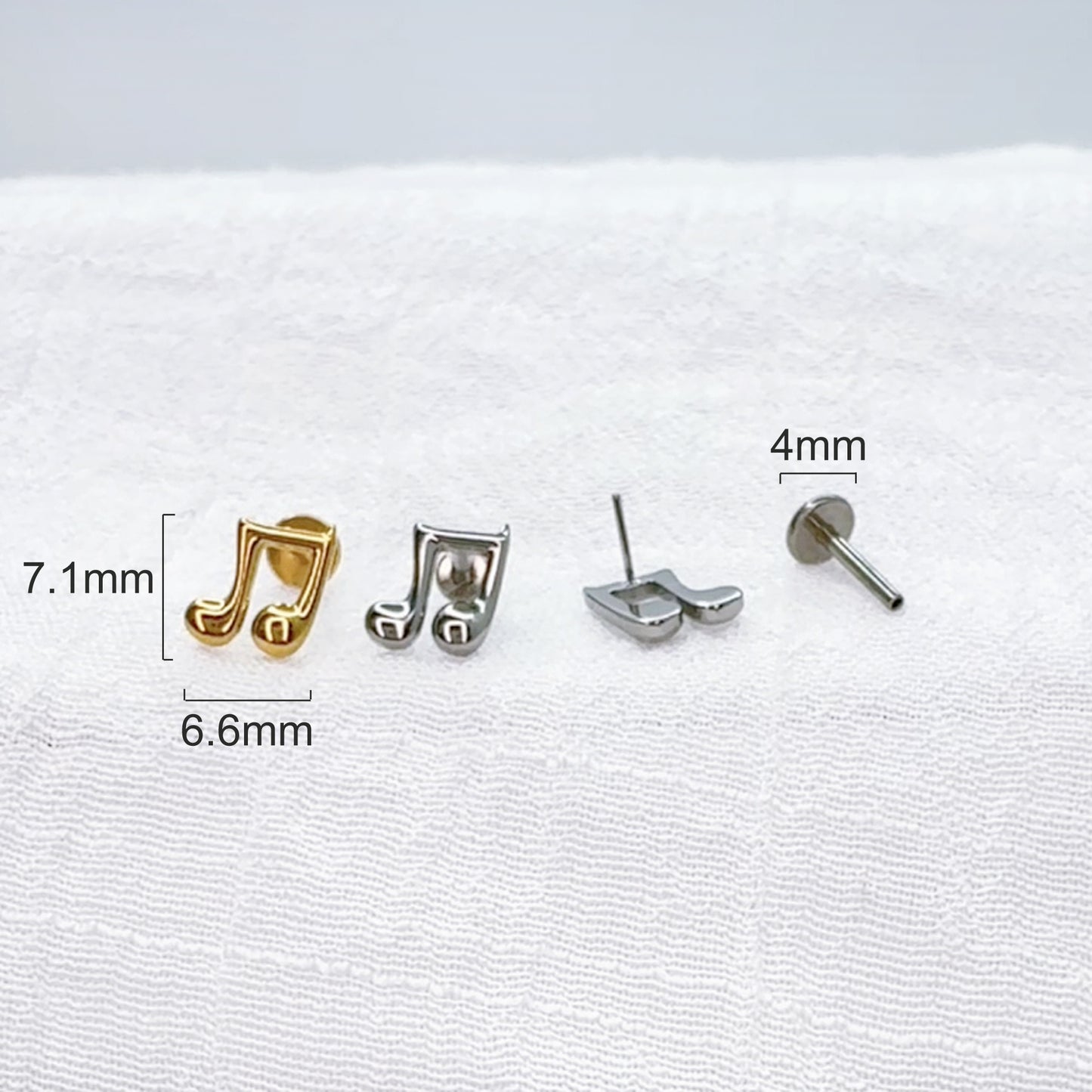 Titanium Threadless Music Note Top Stud