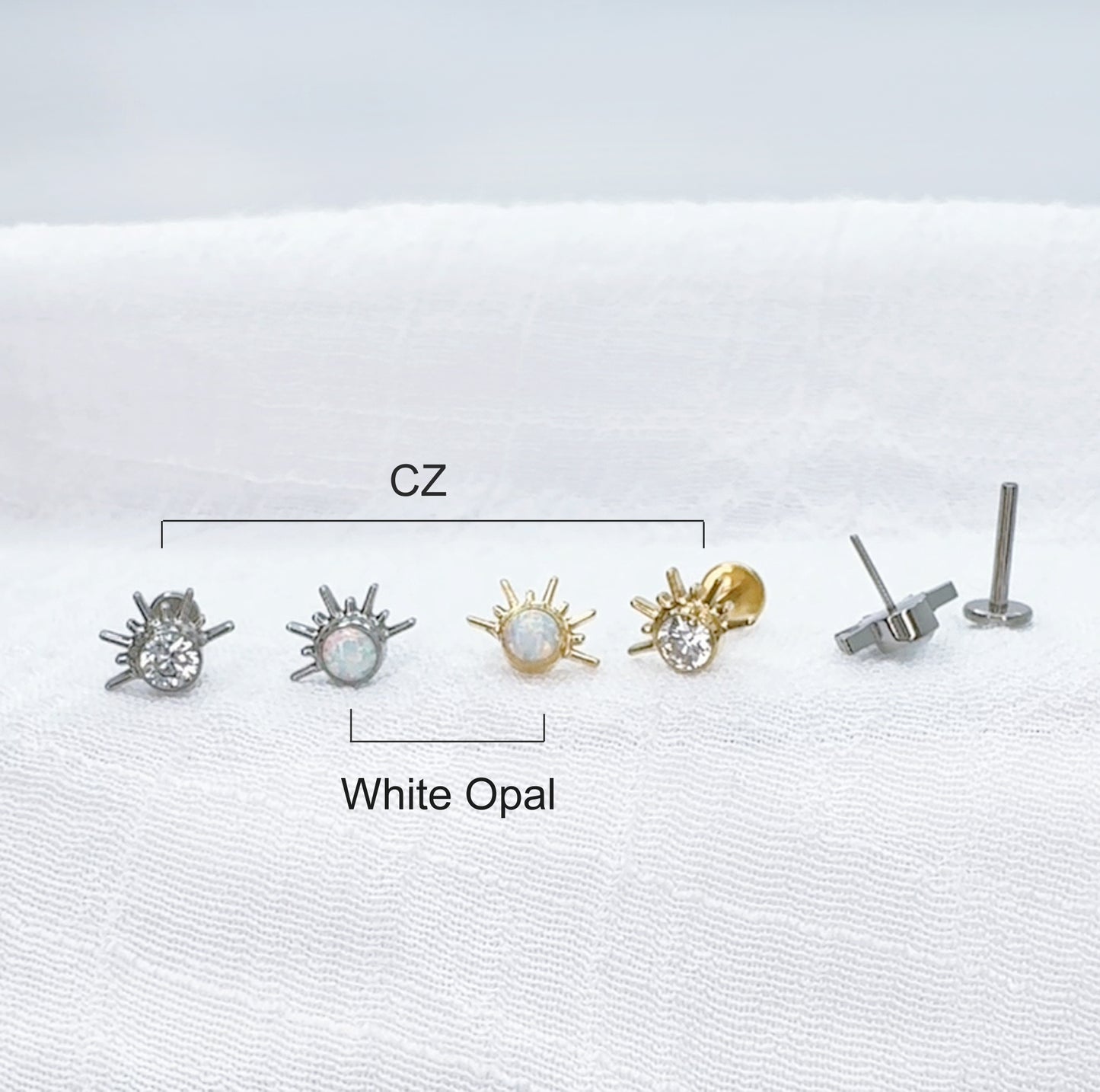 Titanium Sunrise CZ Opal Threadless Stud