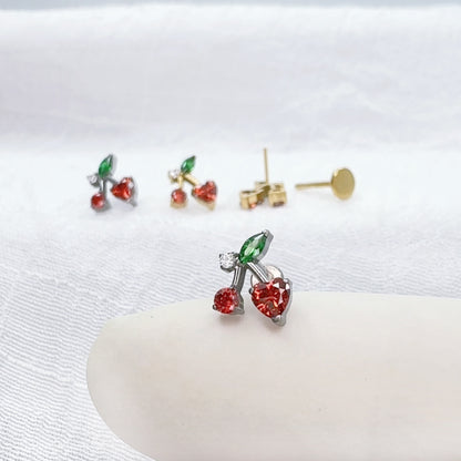 ✨ Titanium Threadless Push In CZ Cherry Top Labret Bar Stud