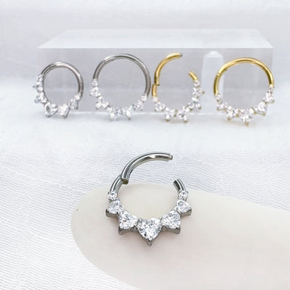 ✨ Titanium Heart CZ Hinged Segment Hoop