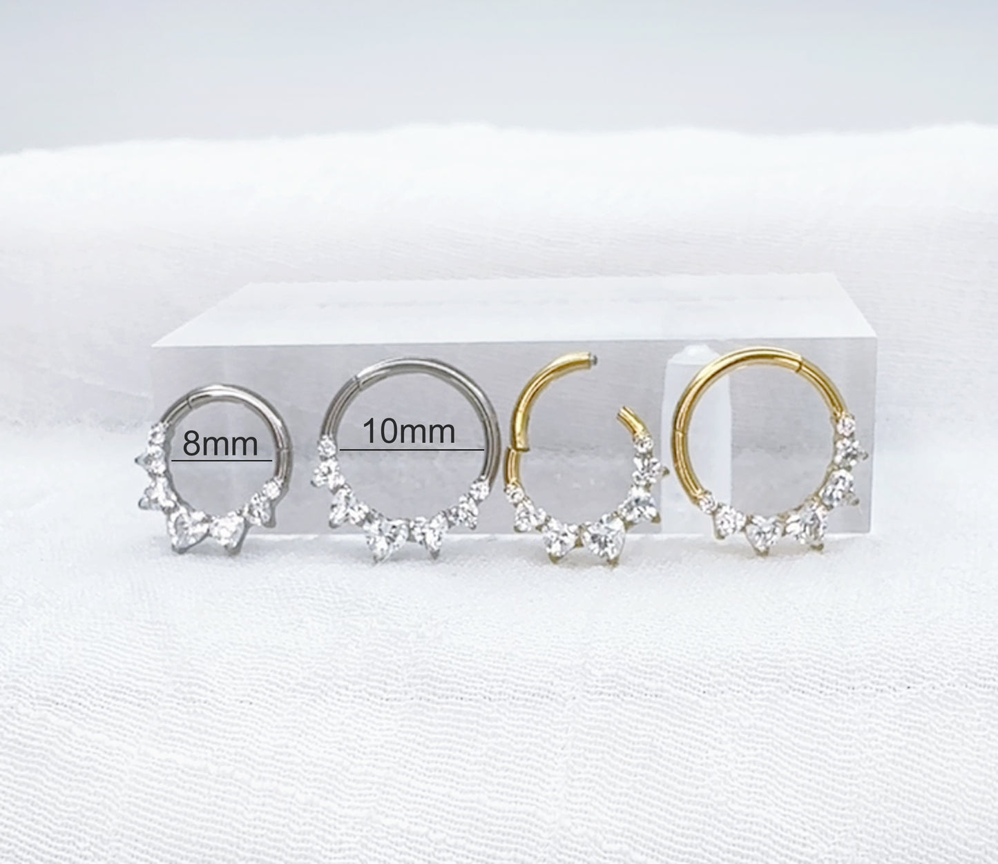 ✨ Titanium Heart CZ Hinged Segment Hoop