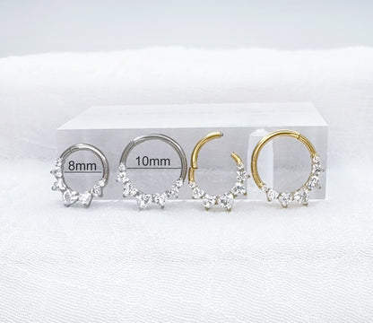 ✨ Titanium Heart CZ Hinged Segment Hoop