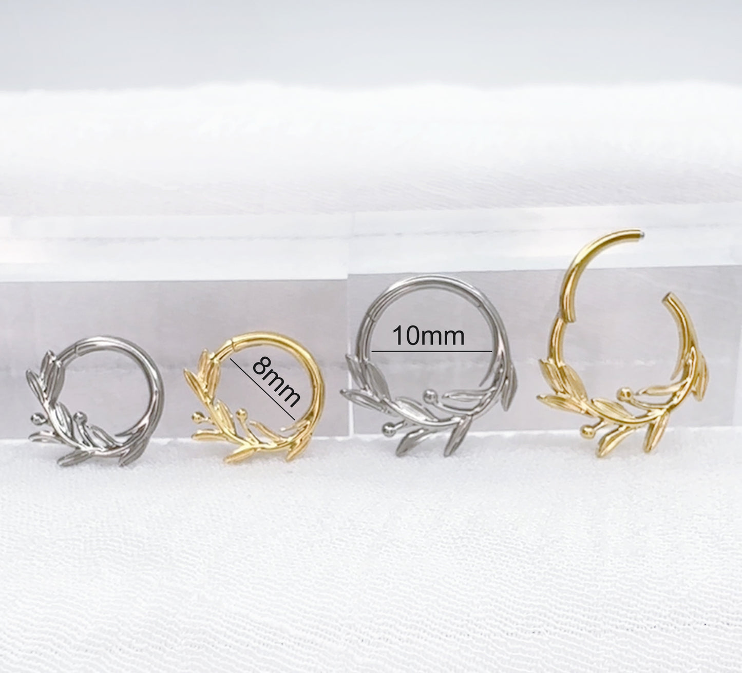 Titanium Leaf Branch Hinged Segment Ring