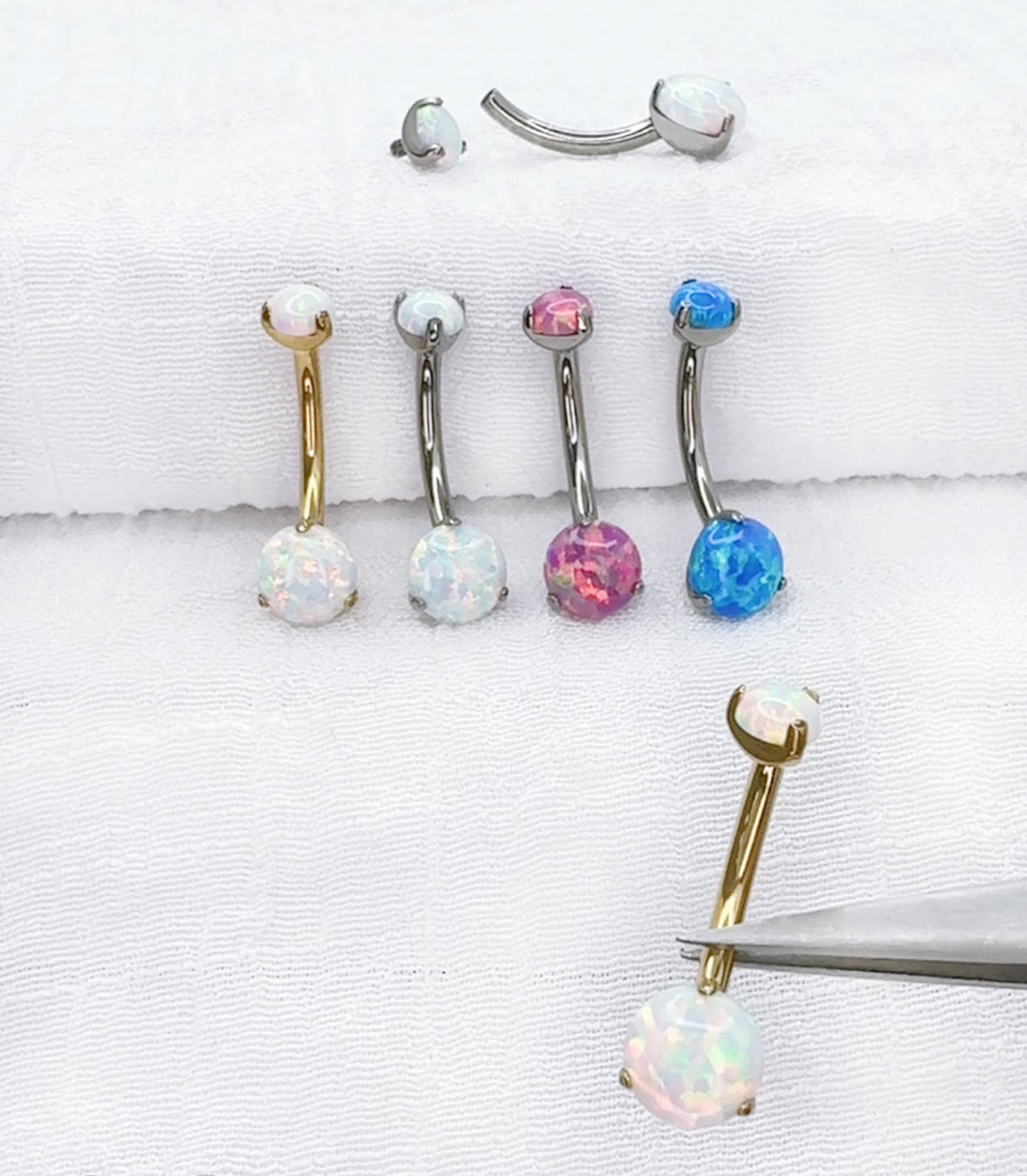 Titanium Opal Belly Button Ring 14G