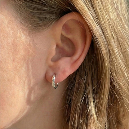 Surgical Steel Hammered Hoop Earrings 18G