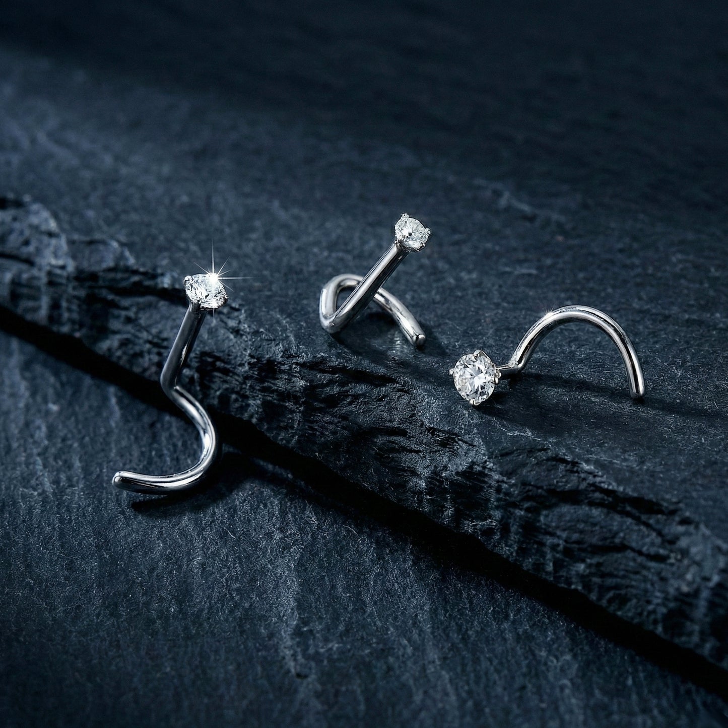 Implant grade titanium nose screw with round moissanite stone
