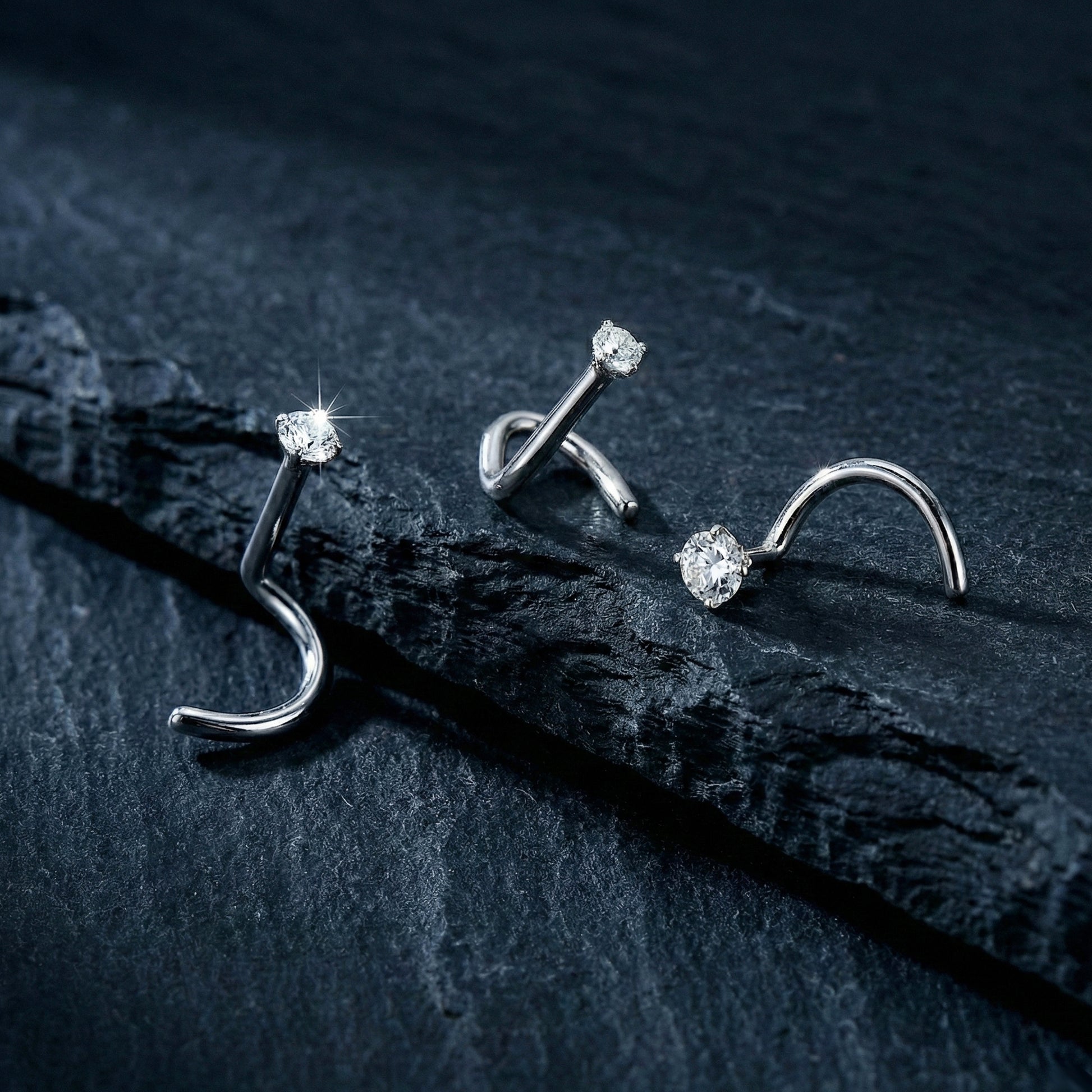 Implant grade titanium nose screw with round moissanite stone
