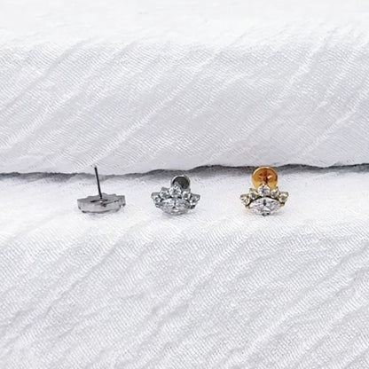 Titanium Threadless Marquise CZ Cluster Stud