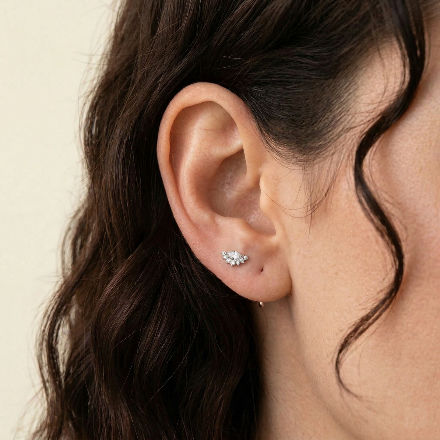Titanium Threadless Marquise CZ Cluster Stud