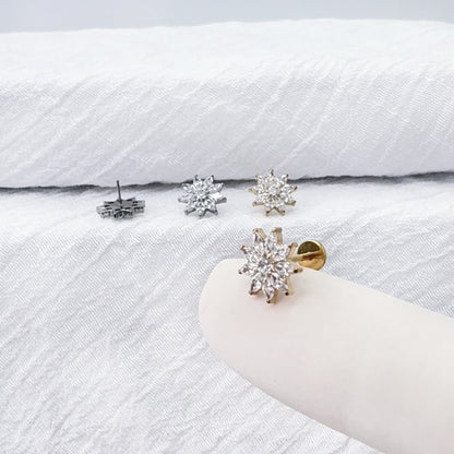Titanium CZ Petals Flower Threadless Stud