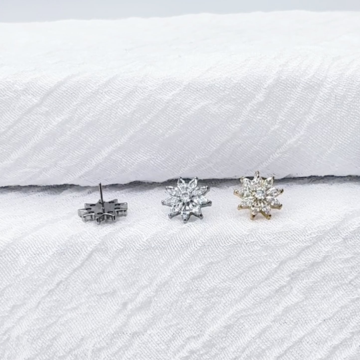 Titanium CZ Petals Flower Threadless Stud